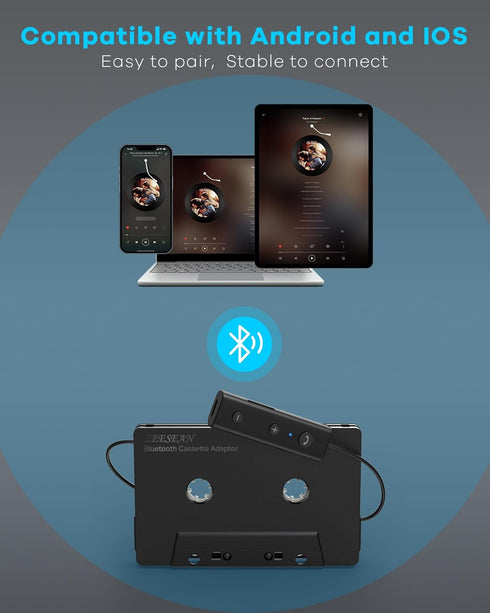 Car Bluetooth 5.1 Cassette Adapter, Wireless Cassette Aux Adapter, Support TF Card, Car Audio Bluetooth Receiver for