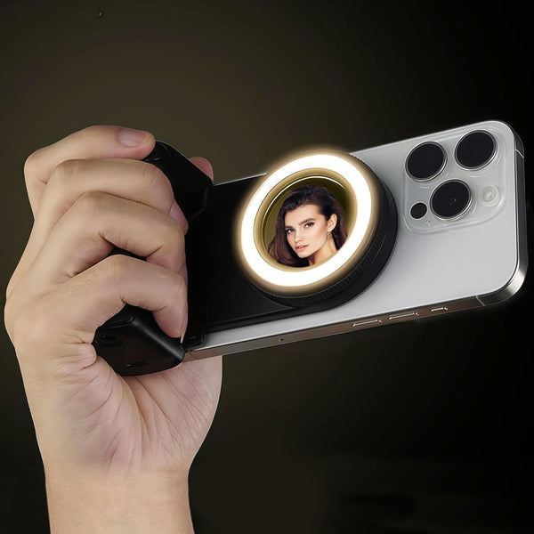 Keledz Magnetic Phone Camera Grip with Selfie Fill Light, Smartphone Shooting Holder Selfie
