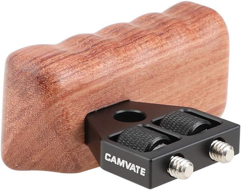 CAMVATE DSLR Wooden Handle Grip Mount Support for DV Video Cage Rig (Left Hand) - 1242