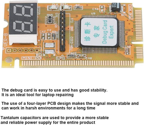 Bewinner Debug Card, Portable Computer Diagnostic Card Support Mini PCI Mini PCI-E LPC Bus Interface, Laptop Analyzer