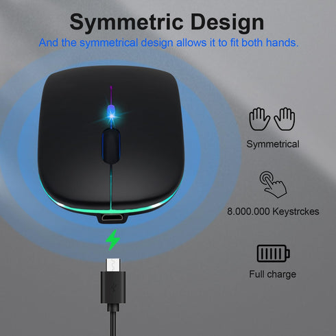 Wireless Bluetooth Mouse for iPad/MacBook Pro/Air/Laptop/PC, Rechargeable Silent Portable Slim Mouse for Surface