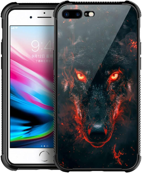 CARLOCA iPhone SE 2022 Case, Black Red Eyes Wolf, Anti-Scratch Soft TPU Shockproof Unique Protective Cover