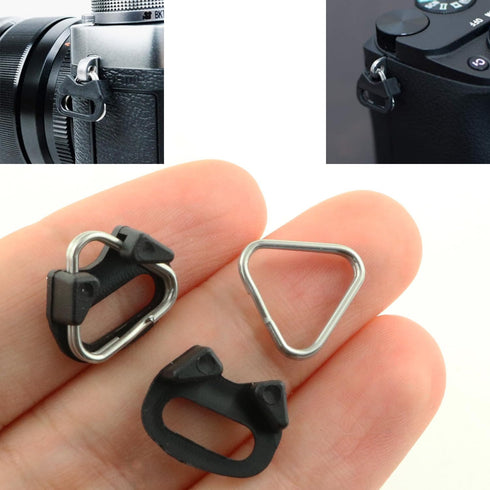 2Pairs 4PCS Stainless Steel Triangle Split Ring Adapter for Camera Strap, Triangle Split Ring Hook