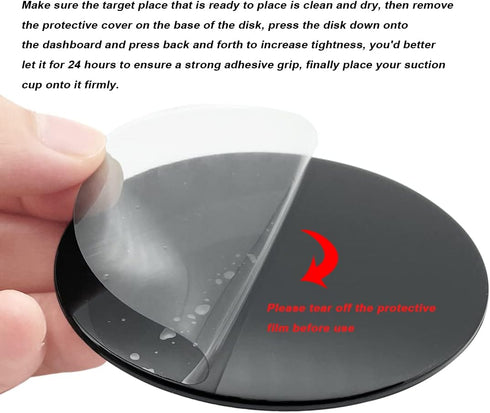 AYWFEY 4 Pack 95mm 3.74 Inch Black Adhesive Dashboard Pad Mounting Disk, Mounting Disk for Suction Cup, Dash Mount Pad