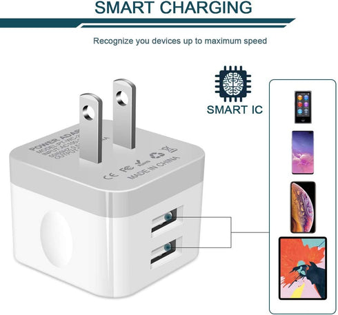 AILKIN 2Pack USB Wall Charger Plug, 2.4A Dual Port Fast Charging Station for iPhone 15 14 13 12 Pro Max