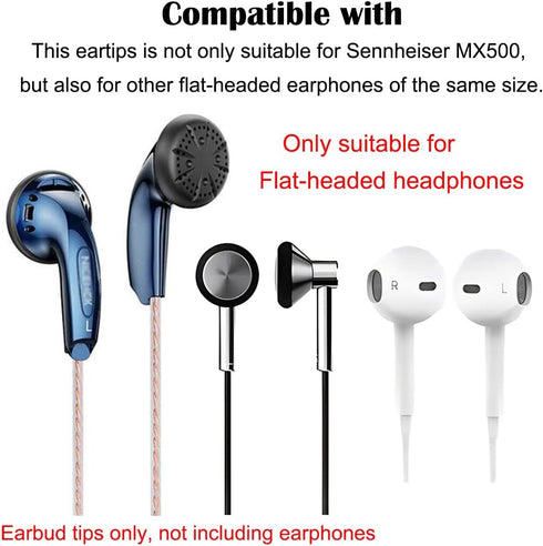 Sennheiser MX500 Earbud Tips - Foam Replacement Earbud Pads, 6 Pairs in Black, White, Pink - Compatible Earbud Tips