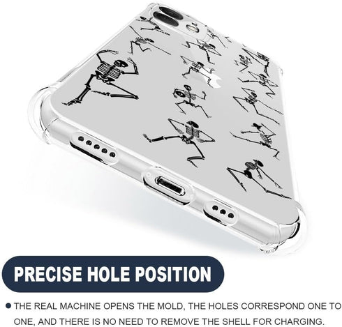 ZHEGAILIAN iPhone 15 Plus Case - Clear Dancing Skulls, Slim Flexible TPU Rubber, Protective Case for Women & Girls.