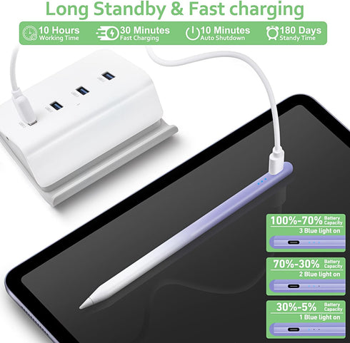 Stylus Pen for iPad 2018-2023 - Magnetic iPad Pen with Tilt Sensor & Palm Rejection - Compatible with iPad 6-10
