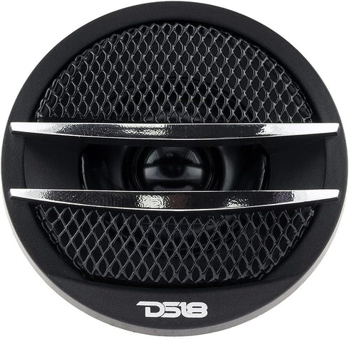 DS18 TX1S 1.38-inch Tweeter Set of 2 - 200 Watts Max Pei Dome Ferrite with Mounting Kit (Black/Silver)