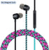 URIZONS Colorful Fun in-Ear Wired Earbuds with Microphone for iPhone, MP3, Laptop, Tablets, Fabric Braided Headset