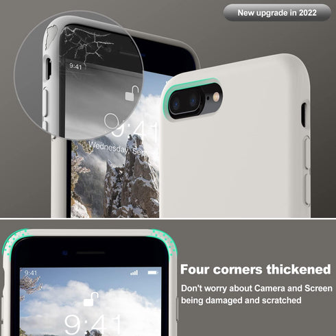 Vooii iPhone 8 Plus & 7 Plus Case, Soft Silicone Gel Rubber Bumper, Shockproof Full Body Protective Cover, Stone
