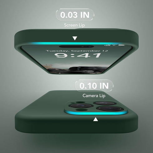 iPhone 15 Pro Max Case, Alpine Green, Silicone Shockproof, MagSafe Compatible, Full Camera Protection, 2 Screen