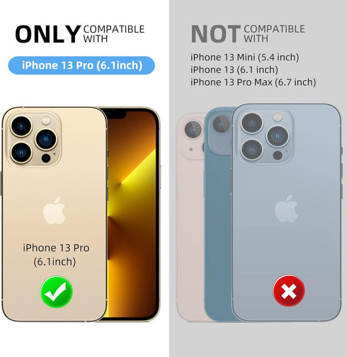 Mitywah Waterproof Case for iPhone 13 Pro, Heavy Duty Military Grade Armor with Built-in Screen Protector, 6.1 Inch,