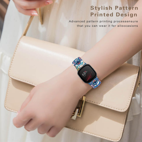 Stitch Holiday Pink Couple Bands - Compatible with Fitbit Sense/Sense 2/Versa 3/Versa 4 Soft Sport Strap