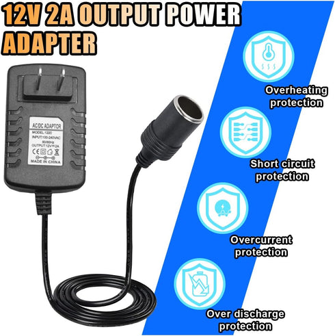 100-240V 12V 2A 24W AC to DC Converter, Portable Power Adapter for Car Devices, Auto Power Supply Transformer