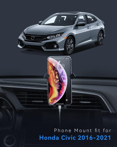BEHAVE Phone Holder for Honda Civic 2015-2021, 360° Adjustable Car Mount Compatible with iPhone and Android