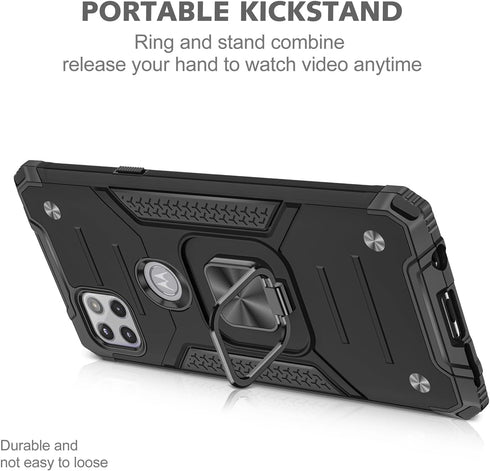 Motorola Moto One 5G Ace Case, Military Grade Shockproof Cover with Built-in Kickstand for Men Women, Black