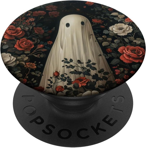 Spooky Ghost Cute Rose Flower PopSockets Standard PopGrip