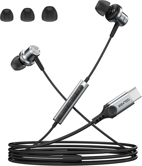 USB C Headphones Wired, Noise Cancelling in Ear USB C Earphone Corded Compatible with iPhone 15 and Samsung