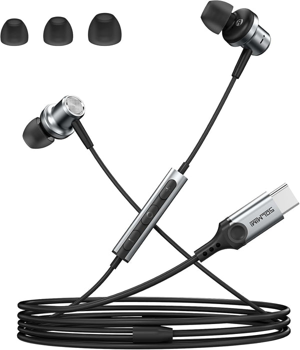 USB C Headphones Wired, Noise Cancelling in Ear USB C Earphone Corded Compatible with iPhone 15 and Samsung