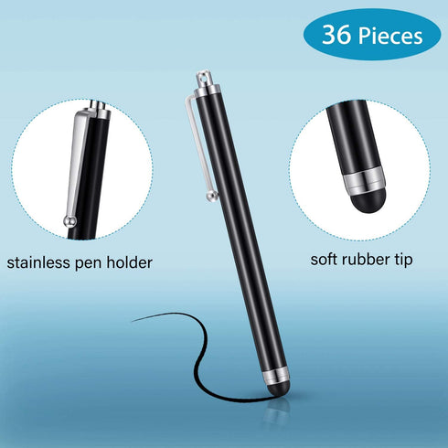 Outus Stylus Pen Set of 36, Universal for Capacitive Touch Screens, Compatible with iPhone, iPad, Tablet (Black)