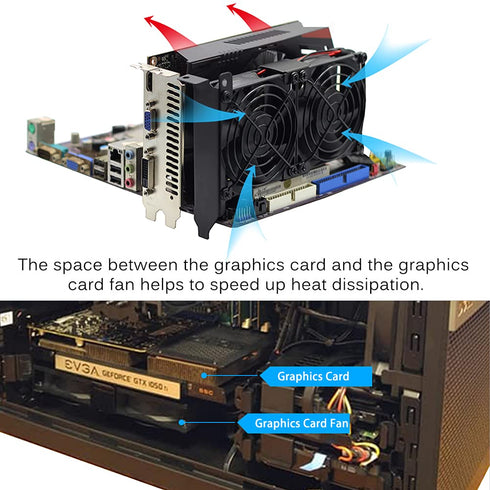 GDSTIME Graphic Card Fans, Dual 90mm 92mm Video Card Cooler for PCI Slot - VGA Fan