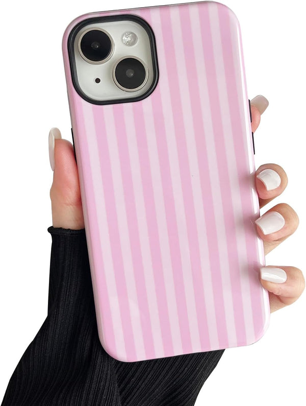 CHEDEMK Compatible with iPhone 13/14 Case, Cute Fashion Aesthetic Striped Pattern Cover for