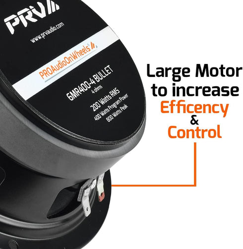 PRV AUDIO 6.5 Inch Midrange Bullet Speaker 6MR400-4, 4 Ohm, 400 Watts Program Power, High Output Sound, Single