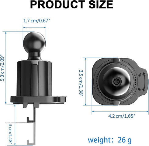 Universal Air Vent Clip for Car Phone Mount, Black Cellphone Holder with Joint Ball Dia (17mm) for Most Cars