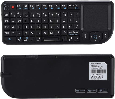 Wireless Keyboard Ultra Mini Touchpad Rechargeable Backlit Keyboard with Infrared Indicator 2.4ghz Wireless Connection
