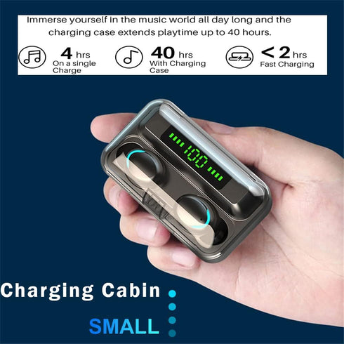 Wireless Earbuds, Bluetooth 5.3 Headphones with Mic, USB Charging Case, Dual Connect, Black Ear Buds.