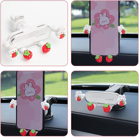 Cute Phone Mount for Car - Cute Zodiac Rabbit Car Phone Holder - Bunny Phone Mount Air Vent Mobile Phone Support for