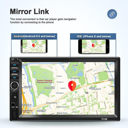 Nhopeew Double Din Car Stereo with Bluetooth, Backup Camera, 7 Inch Touch Screen Car Radio, Support AUX/USB/TF Card