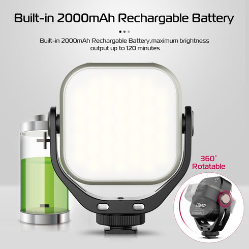 ULANZI VL66 RGB Adjustable Rechargeable Mini Video Light, 2500-6500K, Dimmable, Ultra Bright for DSLR