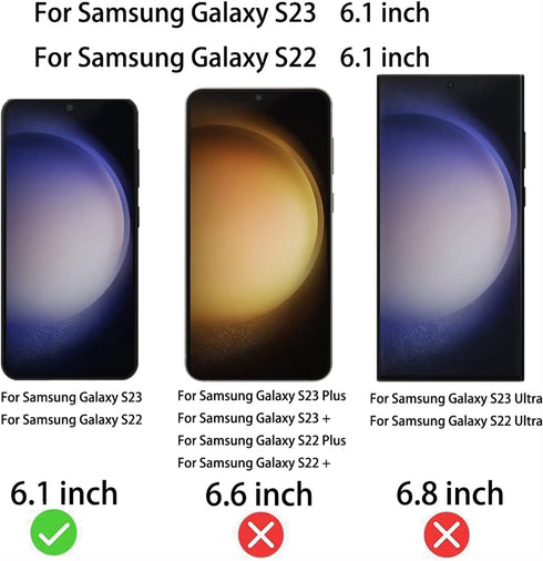 2 Pack Anti-Blue Mirror Privacy Tempered Glass for Samsung Galaxy S23/S22, 6.1" Anti-Spy Screen Protector, Finger