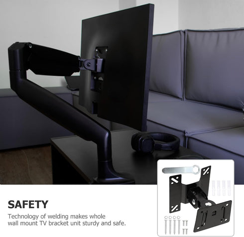 KALLORY 360 14-27 Inch Rotatable Monitor Stand and Tv Wall Mount Bracket with Metal Pivot Swivel for LCD Screens