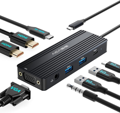 ACASIS USB C Docking Station Dual Monitors,8-in-1 Laptop Docking Station with Dual Monitor