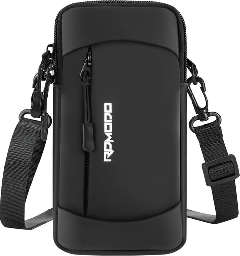 Running Armband Phone Holder & Crossbody Bag - Waterproof Phone Pouch for iPhone 15/14/13 Pro Max, Black