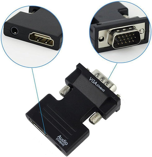 HDMI to VGA Adapter, 1080P 60Hz with 3.5mm Audio Cable, Compatible with Laptop to TV Projector Monitor