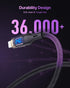 240W USB C to USB C Transparent Cable with LED Display for MacBook Pro, iPhone 15/15Pro/15ProMax, Samsung Galaxy