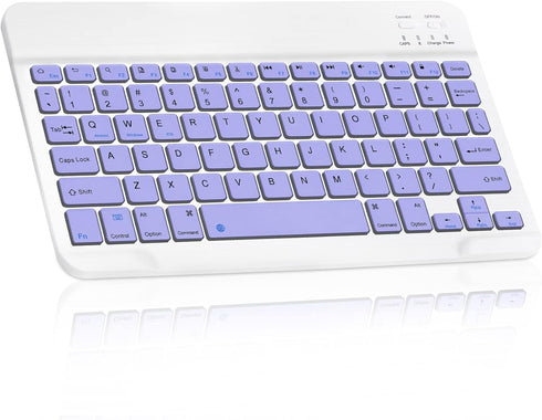 Ultra-Slim Bluetooth Rechargeable Keyboard for Amazon Fire HD 8 (2020) and All Bluetooth Enabled Tablets - Violet Purple