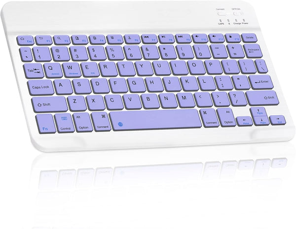 Ultra-Slim Bluetooth Rechargeable Keyboard for Amazon Fire HD 8 (2020) and All Bluetooth Enabled Tablets - Violet Purple