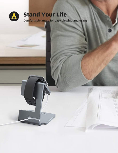 Lamicall Stand Suit for Apple Watch - Charging Dock Station Compatible with Apple Watch Series 7/SE, Grey