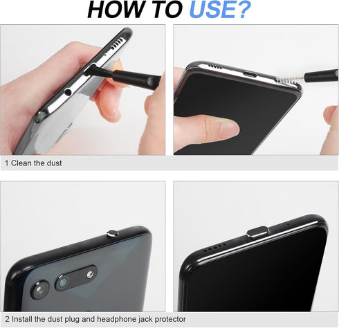 USB C Dust Plug Cover, 4pcs Port Cleaner Cap with Cleaning Kits for iPhone 15 Series and All Type C Devices
