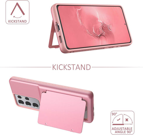 WeLoveCase Samsung Galaxy S21 Ultra Wallet Case, Credit Card Holder & Hidden Mirror, Heavy Duty Phone Cover, 6.8 inch