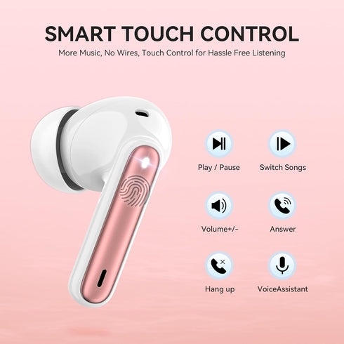 Wireless Earbuds, Bluetooth 5.3 Headphones, 40Hrs Playtime, IP7 Waterproof, Deep Bass Stereo, LED Power Display, Call