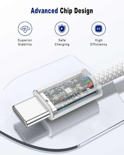 USB C to USB C Cable, 2Pack 6FT 60W Type C Charger Cable for iPhone 15/15 Pro/15 Pro Max, Samsung S23, MacBook