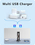 VPSUN USB Charger 6 Port 50W Multi USB Tower Charging Station for Multiple Devices, Black, for iPhone 15/14/14 Pro/14
