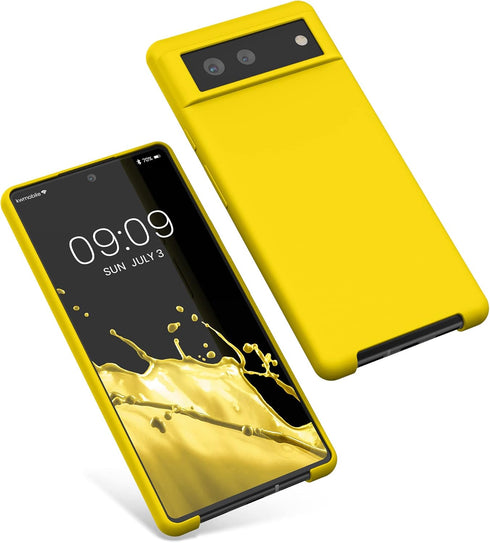 kwmobile TPU Silicone Case Compatible with Google Pixel 6, Soft Finish Phone Cover in Radiant Yellow