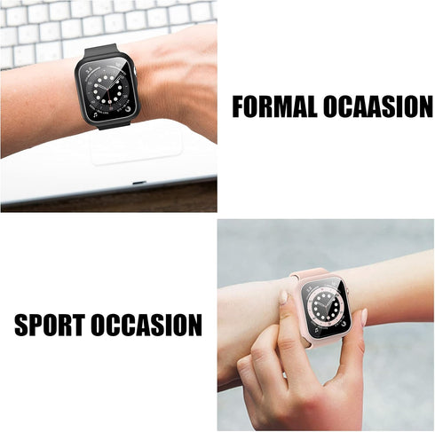 5 Pack Case with Tempered Glass Screen Protector for Apple Watch 45mm Series 9/8/7, JZK Hard PC HD Bumper